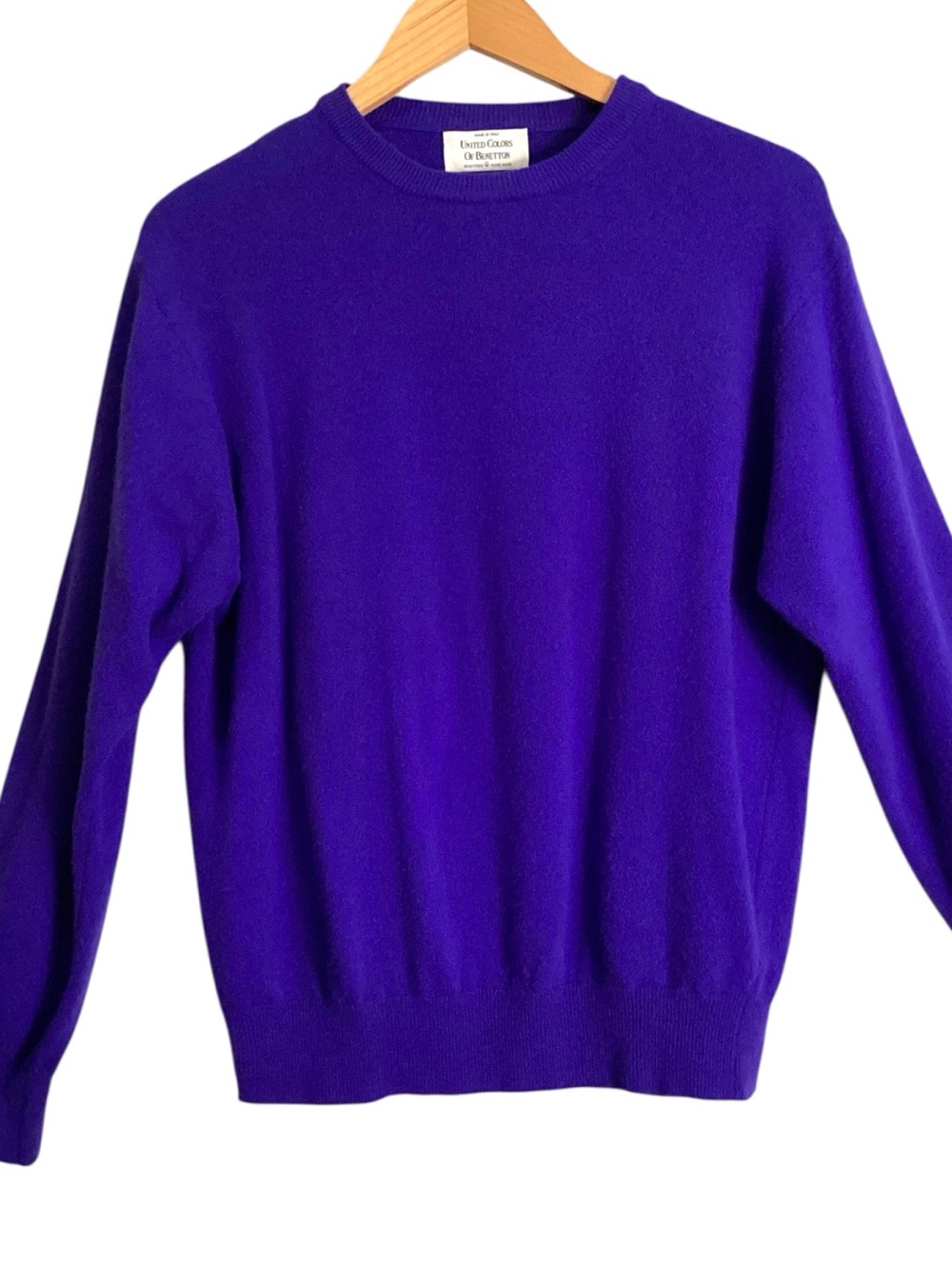 Vintage United Colors of Benetton Men’s Purple Sweater Made in Italy 90s